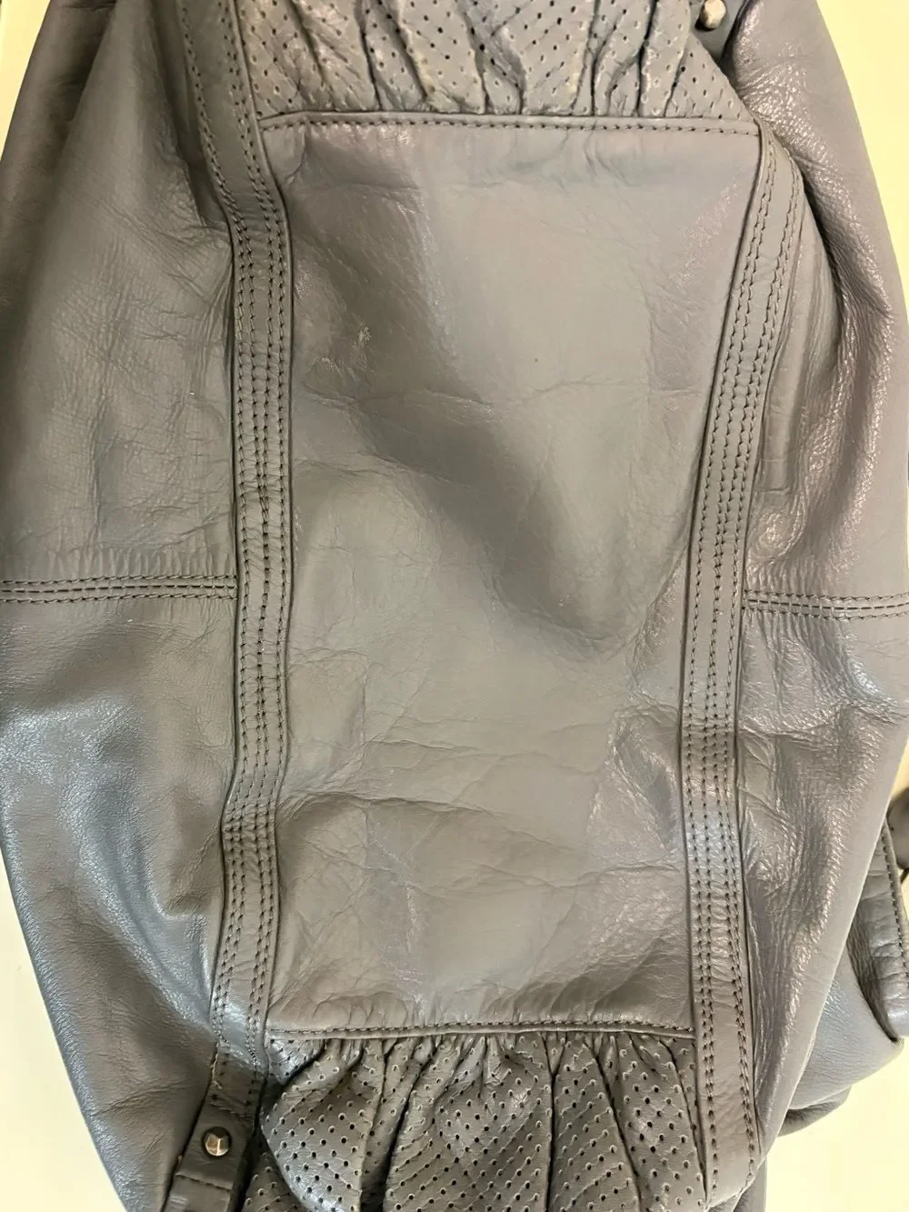Seven for All Mankind Gray Leather Hobo Bag